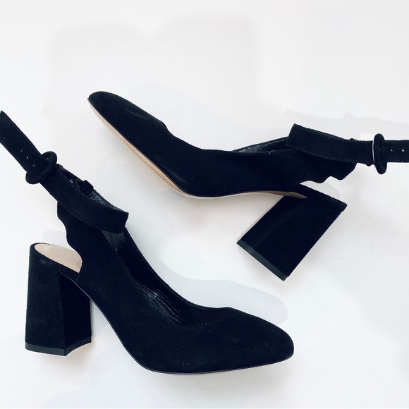 NEW Club Monaco suede Mary Jane heels with strap - Picture 1 of 5